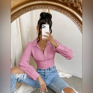 Pink Long Sleeve Button Up Shirt